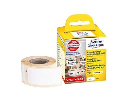 Avery Zweckform ZF HEAVY DUTY ETIKETĖS ANT RITINĖS 25X54 MM 160 ETIKETĖS balta