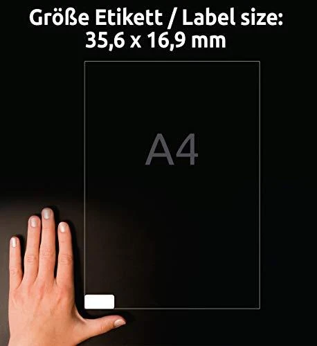 Lipnios etiketės Avery Zweckform, A4, nuimamos, 35.6×16.9mm, 25 lapai, baltos spalvos