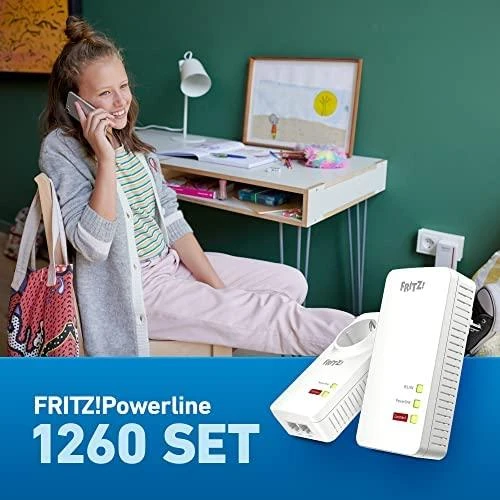 AVM FRITZ!Powerline 1260E WLAN Set 1200 Mbit/ai Ethernet LAN jungtis „Wi-Fi“ Balta