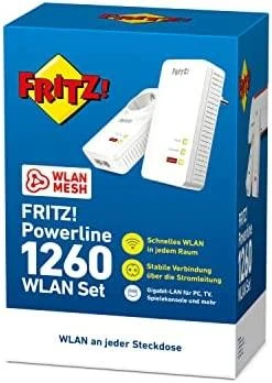 AVM FRITZ!Powerline 1260E WLAN Set 1200 Mbit/ai Ethernet LAN jungtis „Wi-Fi“ Balta