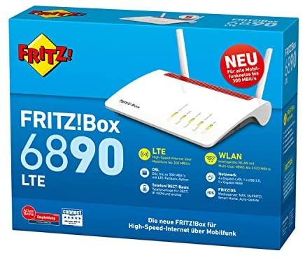 AVM FRITZ!Box 6890 LTE belaidis maršrutizatorius Dviguba juosta (2,4 GHz / 5 GHz) Gigabitinis eternetas 3G 4G Juoda, Raudona, Balta