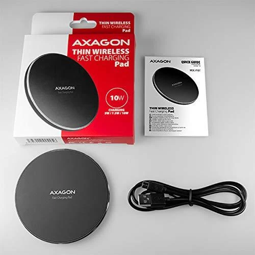 AXAGON WDC-P10T belaidžio įkrovimo stotelė su greito įkrovimo funkcija, Qi 5 / 7.5 / 10W, mikro USB