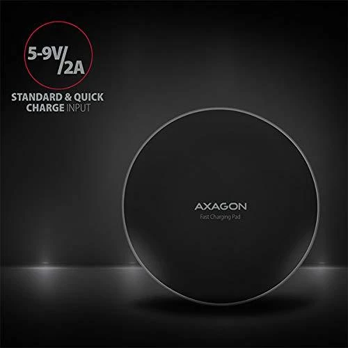 AXAGON WDC-P10T belaidžio įkrovimo stotelė su greito įkrovimo funkcija, Qi 5 / 7.5 / 10W, mikro USB