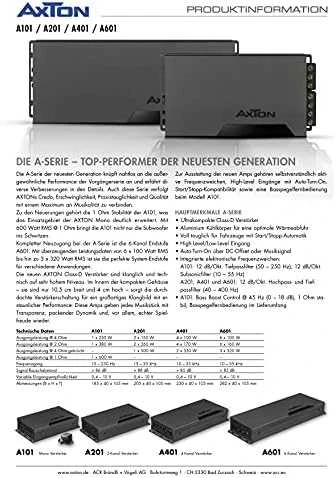 AXTON, A401 4-kanalų automobilinis garso stiprintuvas, 4x100W