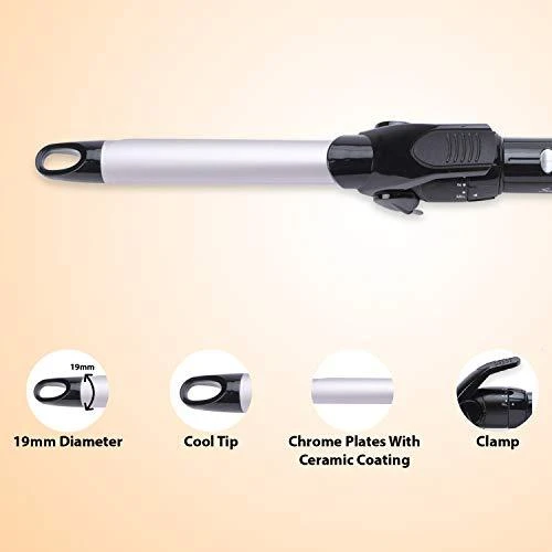 BABYLISS Plaukai Suktukas C319E Statinės skersmuo 19 mm, Temperatūra (min) 150 °C, Temperatūra (maks.) 180 °C, Šildymo lygių skaičius 10, Ekranas Nr, Juodas