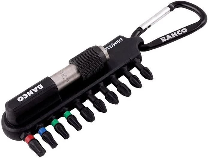 Bahco Smūginių antgalių rinkinys 25mm, 11vnt, su karabinu, PH,PZ,TORX + laikiklis