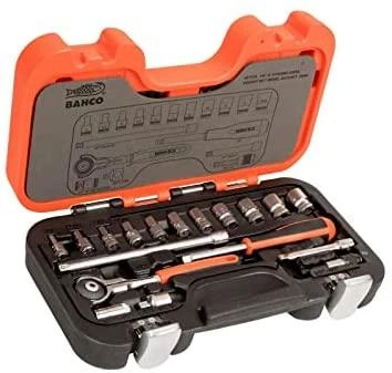 Bahco Galvučių rinkinys 1/4" 4-13mm galvutėms, terkšlėms su pasukama galvute + ilgiems ir trumpiems antgaliams. 65vnt
