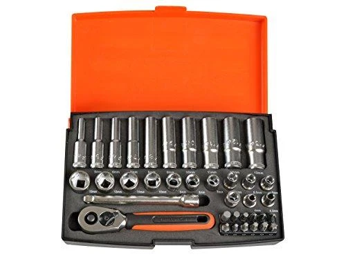 Bahco Ilgų ir trumpų galvučių komplektas 4-13mm + bits PH,PZ,HEX,TORX 37 vnt 1/4"