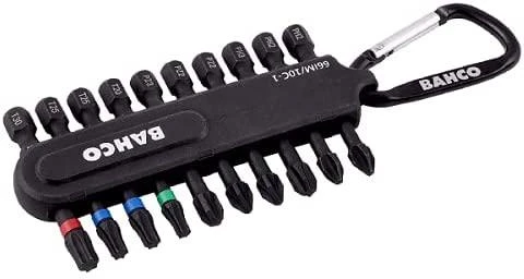 Bahco Smūginių antgalių rinkinys 50mm, 10vnt, su karabinu, PH,PZ,TORX