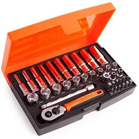 Bahco Ilgų ir trumpų galvučių komplektas 4-13mm + bits PH,PZ,HEX,TORX 37 vnt 1/4"