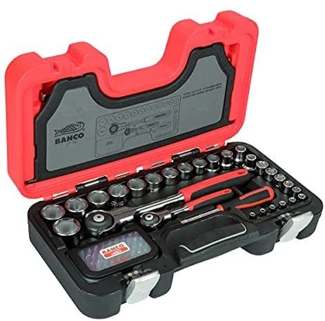 Bahco Galvučių rinkinys 1/4"+1/2" 4-27mm galvutėms, terkšlėms su pasukama galvute + ilgiems ir trumpiems antgaliams. 79vnt