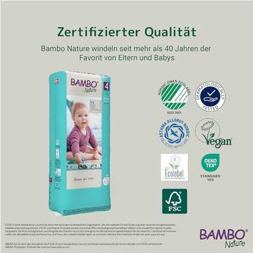 Sauskelnės Abena Bambo Nature, 4 dydžio, 7–14 kg, 48 vnt.