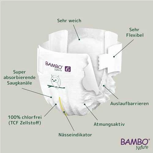 Sauskelnės Abena Bambo Nature, 6 dydžio, 16+ kg, 40 vnt.