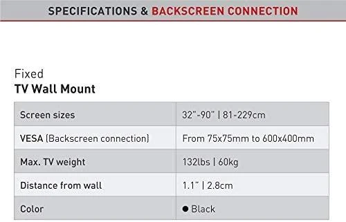 Laikiklis BARKAN E400+.B 32"-90" lenktam televizorius, fiksuotas, sieninis, juodas