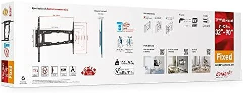 Laikiklis BARKAN E400+.B 32"-90" lenktam televizorius, fiksuotas, sieninis, juodas