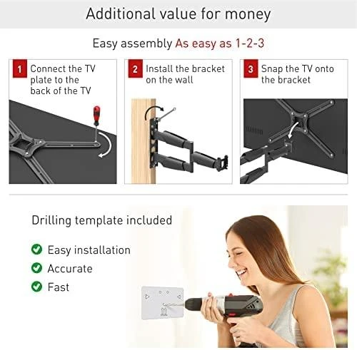 Laikiklis BARKAN BM343LP 13"-65" lygiam/lenktam TV, 4 lankstų, sieninis, prailgintas
