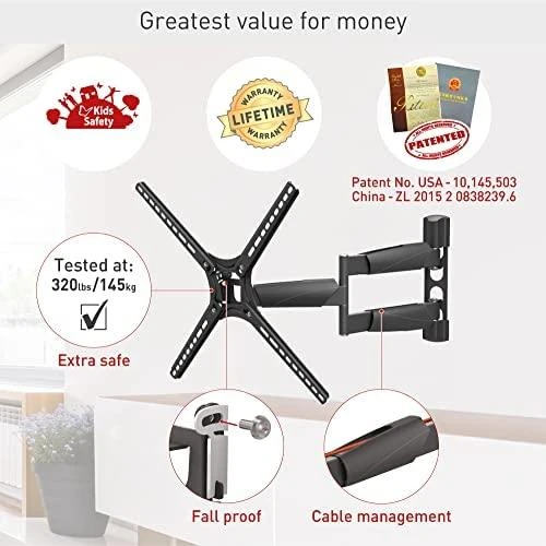 Laikiklis BARKAN BM343LP 13"-65" lygiam/lenktam TV, 4 lankstų, sieninis, prailgintas