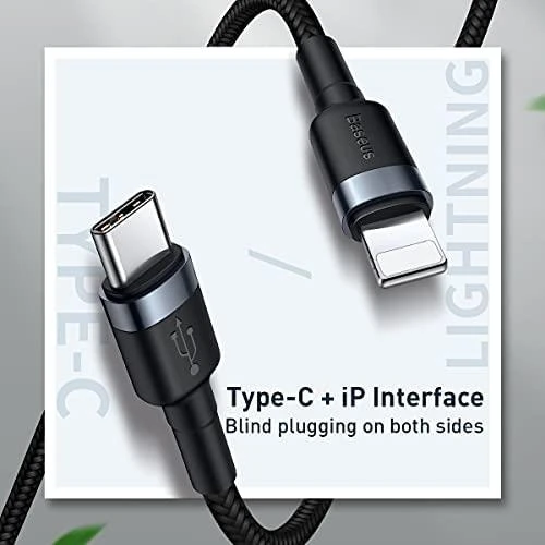 Baseus kabelis USB Type-C - Iphone PD 18W 1m - Pilkas / Juodas