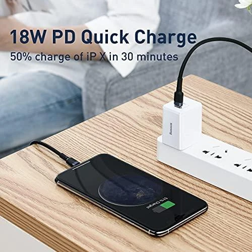 Baseus kabelis USB Type-C - Iphone PD 18W 1m - Pilkas / Juodas