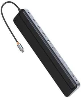Hub 12w1 Baseus EliteJoy Gen2 serijos USB-C do 2xHDMI+ 3xUSB 3.0+ PD+ DP+ SD/TF+ RJ45+Type-C+ 3.5 mm (tamsiai pilka)