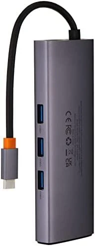 Šakotuvas 9in1 Baseus Metal Gleam Series, USB-C į 3x USB 3.0 + HDMI + USB-C PD + Ethernet RJ45 + Micro SD/SD + VGA