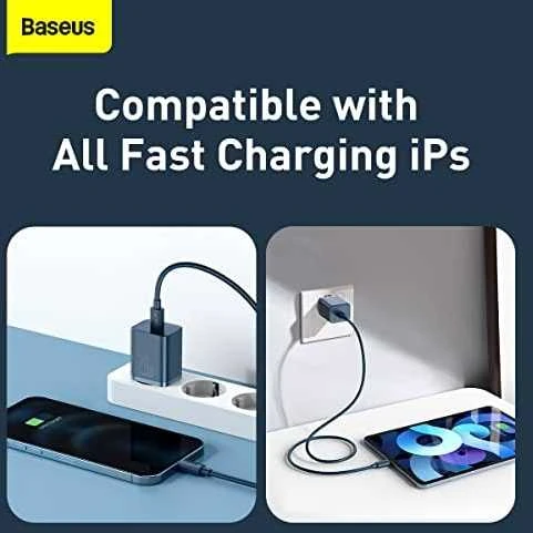 Baseus Super Si 1C 20W greitas sieninis įkroviklis su 1m USB-C - Lightning kabeliu - Mėlynas