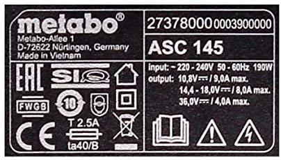 Priedų rinkinys Metabo 685135000; 18 V; 4x8 Ah + pakrovėjas ASC 145 Duo