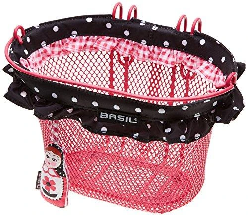 Basil Krepšys na kierownicę JASMIN BABOUSHKA BASKET JUNIOR mocowanie na haki 12''-20'', plieno rožinė (BAS-30124)