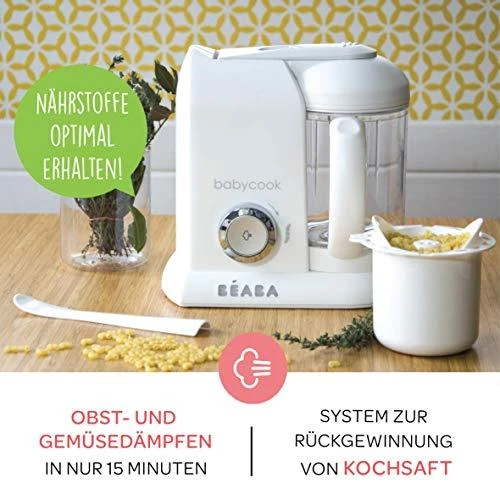 Trintuvas-garintuvas 4in1 Beaba Babycook Solo, spalva: balta, sidabrinė
