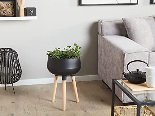 Beliani Gėlių stovas su kojelėmis AGROS 30 cm juodas metalas