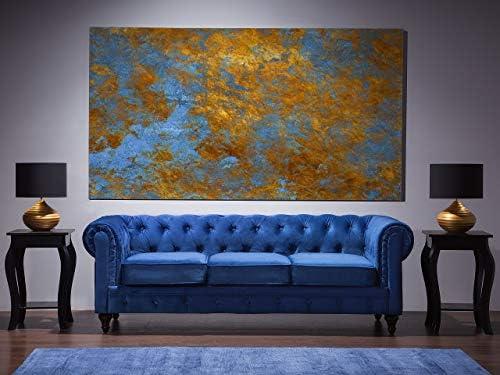Beliani 3 vietų sofa CHESTERFIELD veliūrinė tamsiai mėlyna
