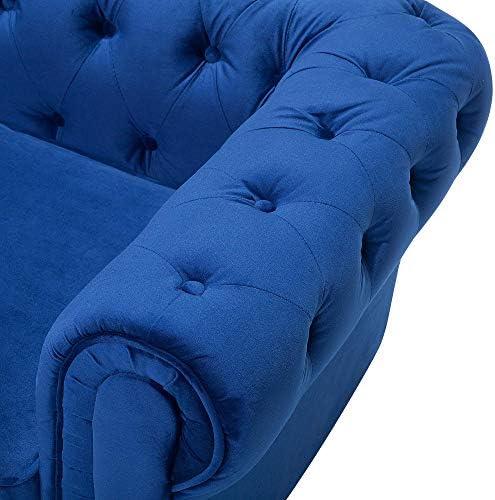 Beliani 3 vietų sofa CHESTERFIELD veliūrinė tamsiai mėlyna