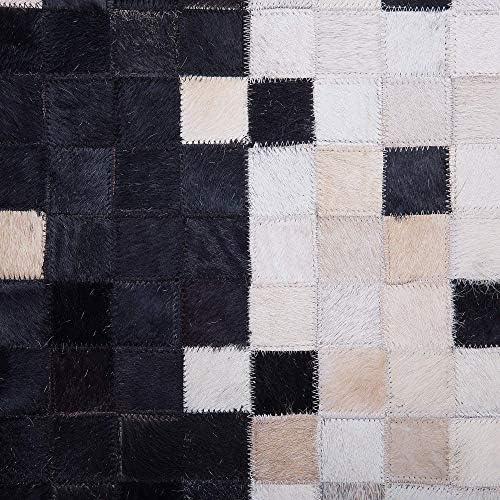 Beliani Kiliminis ERFELEK juodas 140 x 200 cm natūrali oda