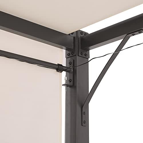 Beliani Sodo pavėsinė LED PARGA metalinė 310 cm x 310 cm smėlio spalvos