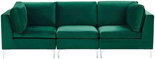 Beliani Trivietė modulinė sofa EVJA, žalias veliūras