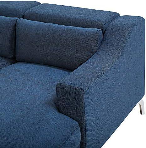 Beliani Keturvietė kampinė sofa GLOSLI tamsiai mėlyna, kairinė