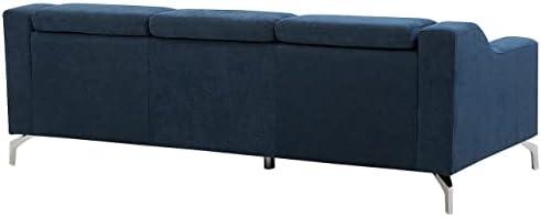 Beliani Keturvietė kampinė sofa GLOSLI tamsiai mėlyna, kairinė