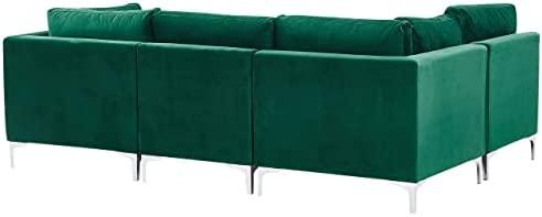 Beliani Modulinė U formos sofa 6 asmenims EVJA žalias veliūras
