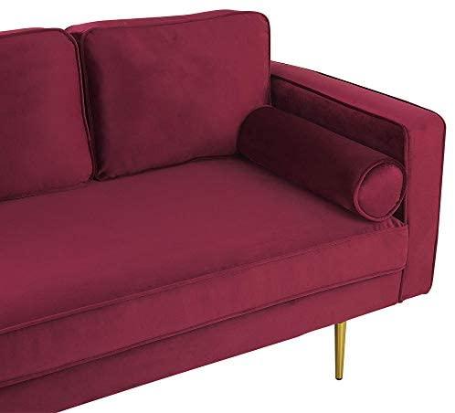 Sofa Beliani Dešininis šezlongas MIRAMAS, aksominis, bordinis