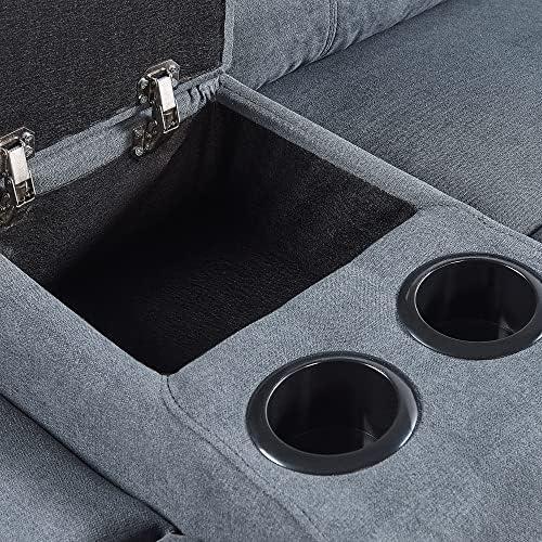 Beliani ROKKE kampinė sofa su elektrine relaksacijos funkcija 5 asmenims, USB jungtimi, tamsiai pilka, kairinė