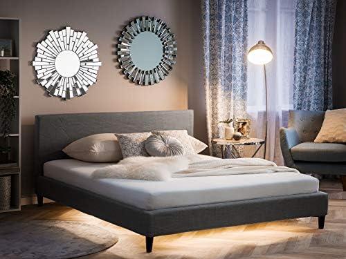 Beliani LED lova FITOU 180 x 200 cm šviesiai pilka