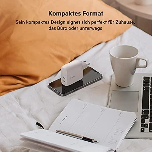 Belkin 2x USB C, maitinimo šaltinis, 40W, balta