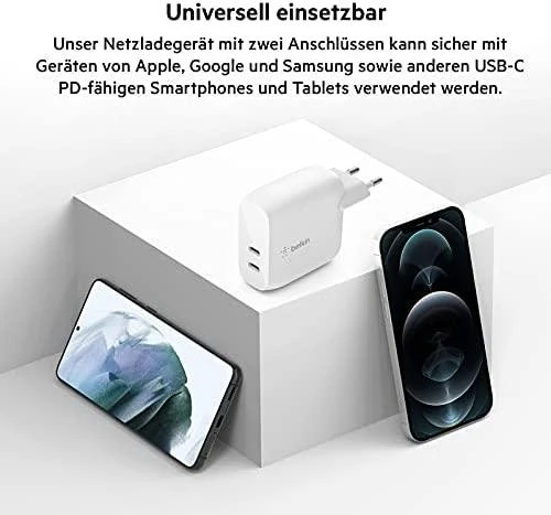 Belkin 2x USB C, maitinimo šaltinis, 40W, balta