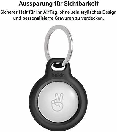 Belkin saugus laikiklis su raktų pakabuku Apple AirTag 4 pakuotėms - juodas