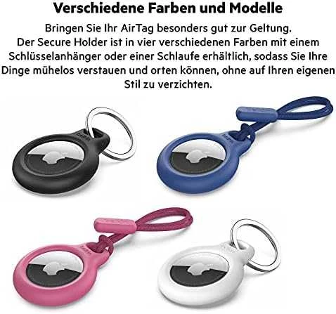 Belkin saugus laikiklis su raktų pakabuku Apple AirTag 4 pakuotėms - juodas
