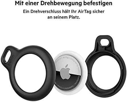 Belkin saugus laikiklis su raktų pakabuku Apple AirTag 4 pakuotėms - juodas