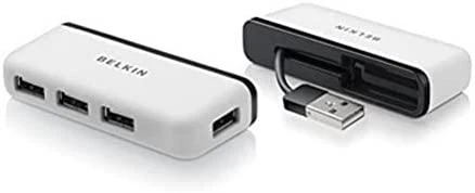 „Belkin“ itin plokščias 4 prievadų plonas „Travel-Hub“ pasyvus juodas F4U042BT