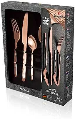 24 DALIŲ STALIO ĮRANKŲ RINKINYS. GLOSSY BERLINGER HAUS ROSEGOLD BH-2621