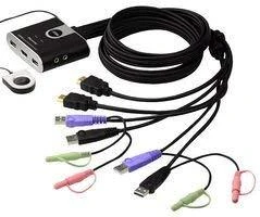 Aten 2 prievadų USB HDMI/garso kabelio KVM jungiklis su nuotolinio prievado parinkikliu | Aten