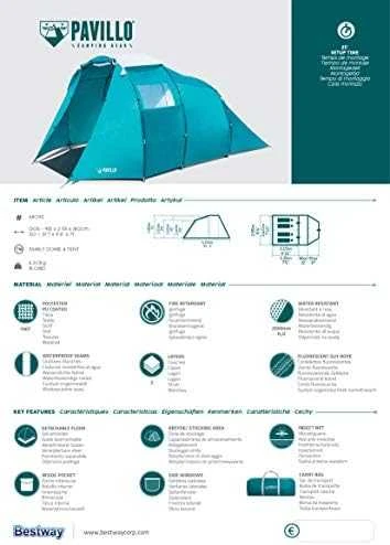 Palapinė Bestway Pavillo 68092 Family Dome 4 (3.05+0.95)X2.55X1.80m